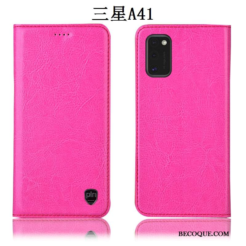 Kuori Samsung Galaxy A41 Suojaus Kukkakuvio Puhelimen Kuoret, Kotelo Samsung Galaxy A41 Nahka Punainen Murtumaton