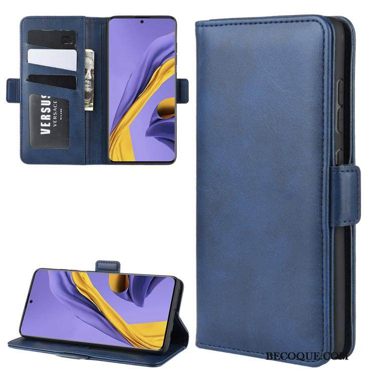 Kuori Samsung Galaxy A51 Kuoret Kortti Kukkakuvio, Kotelo Samsung Galaxy A51 Laukut Sininen Lehmä
