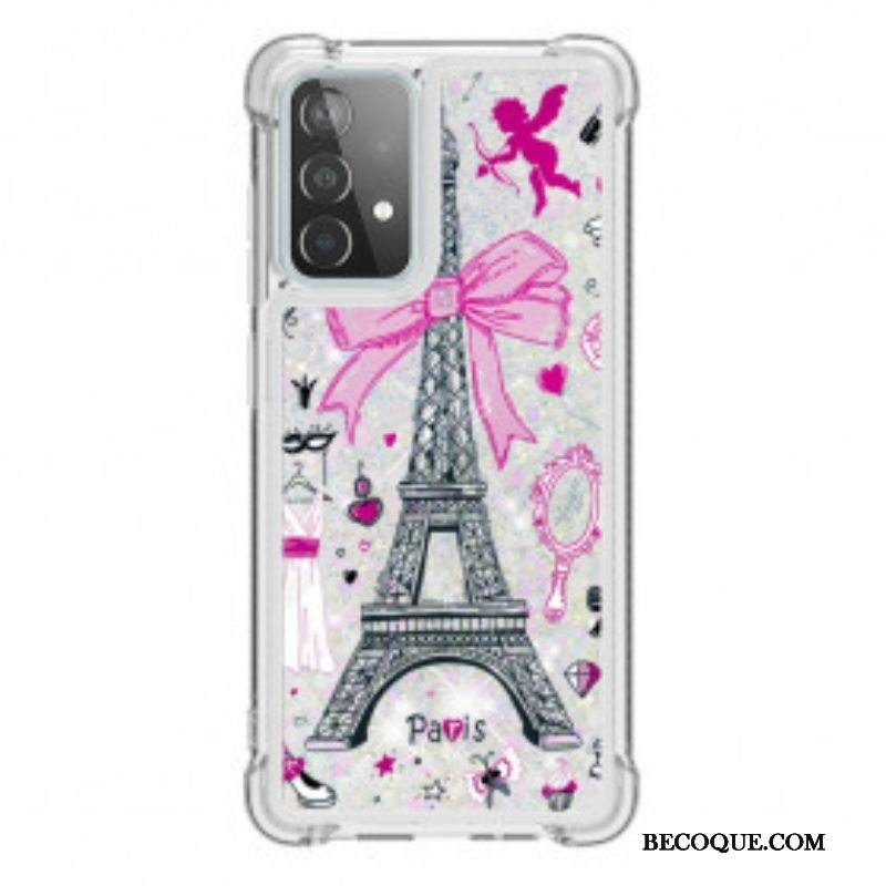 Kuori Samsung Galaxy A52 4G / A52 5G / A52s 5G Eiffel-tornin Paljetteja