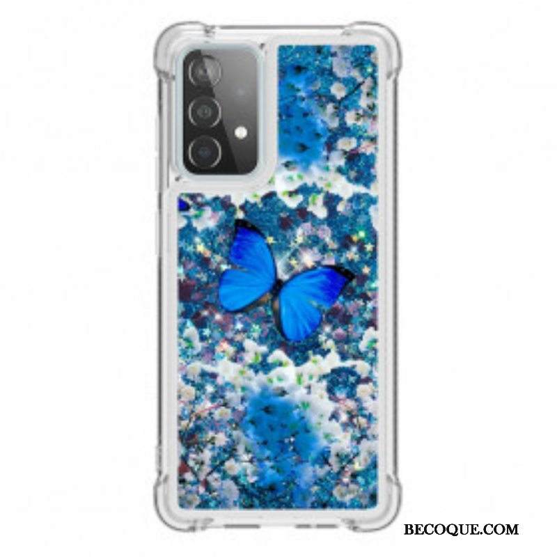 Kuori Samsung Galaxy A52 4G / A52 5G / A52s 5G Glitter Blue Perhoset