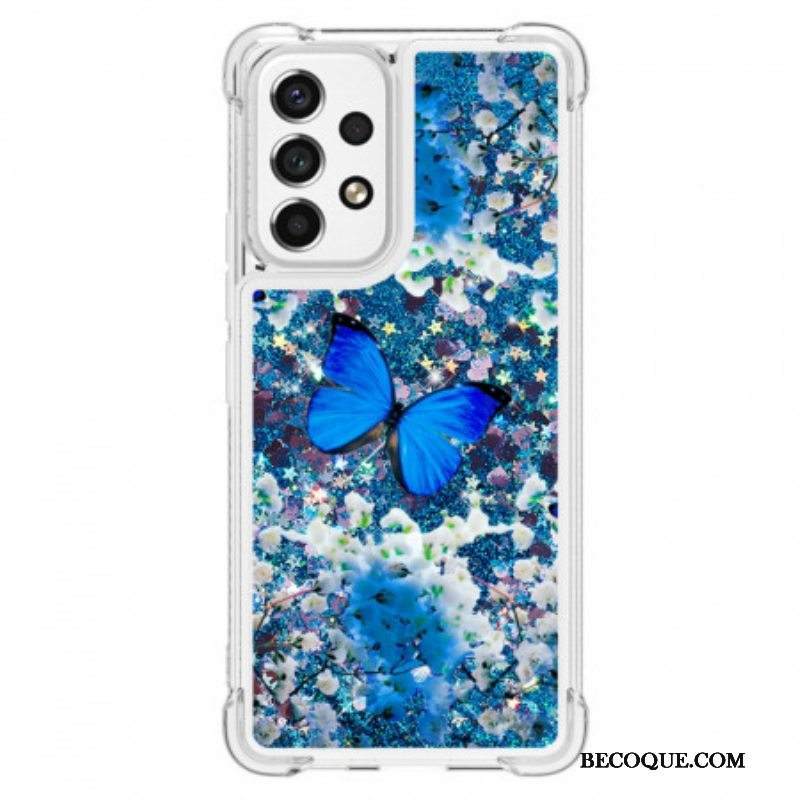 Kuori Samsung Galaxy A53 5G Glitter Blue Perhoset