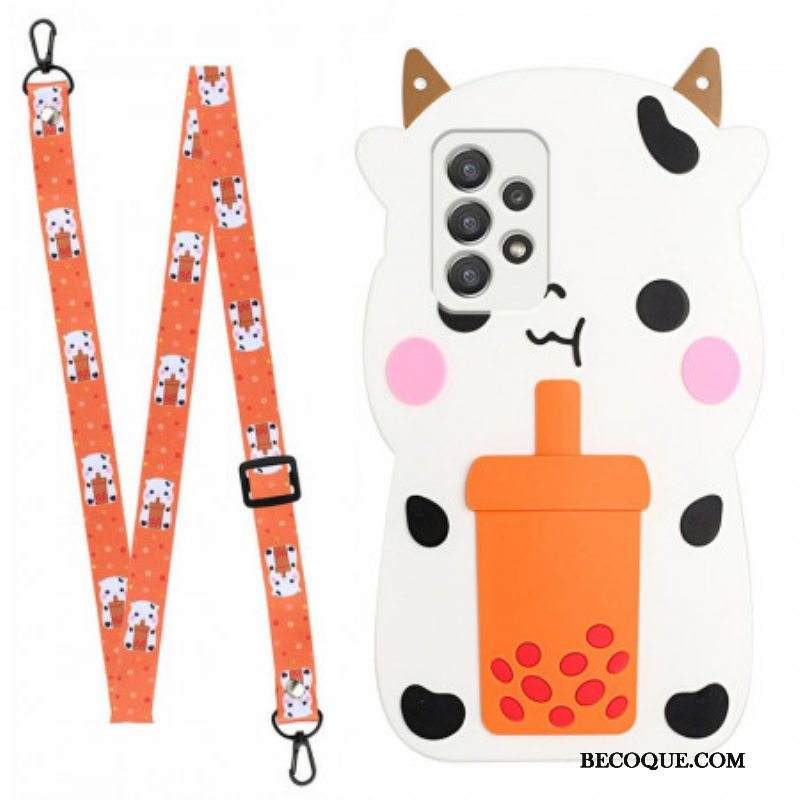 Kuori Samsung Galaxy A53 5G Suojaketju Kuori 3d-lehmä Stringissä