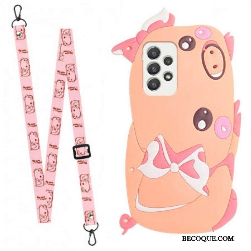 Kuori Samsung Galaxy A53 5G Suojaketju Kuori 3d-sika Hihnalla