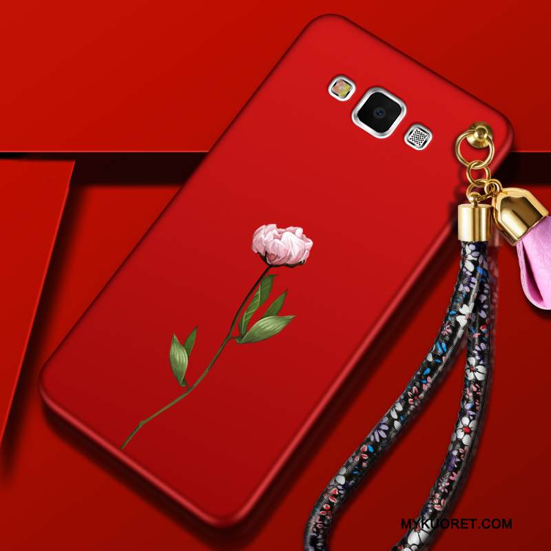 Kuori Samsung Galaxy A7 2015 Laukut Puhelimen Kuoret Punainen, Kotelo Samsung Galaxy A7 2015 Pehmeä Neste Ripustettavat Koristeet Murtumaton