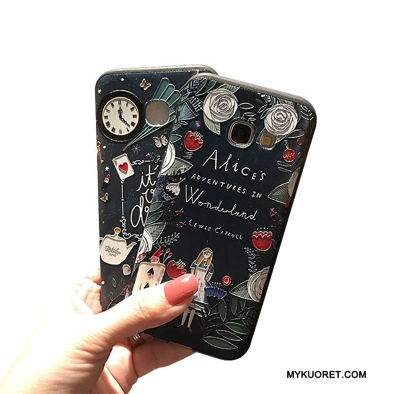 Kuori Samsung Galaxy A7 2017 Kukka- Pieni Musta, Kotelo Samsung Galaxy A7 2017 Pehmeä Neste Puhelimen Kuoret Pesty Suede