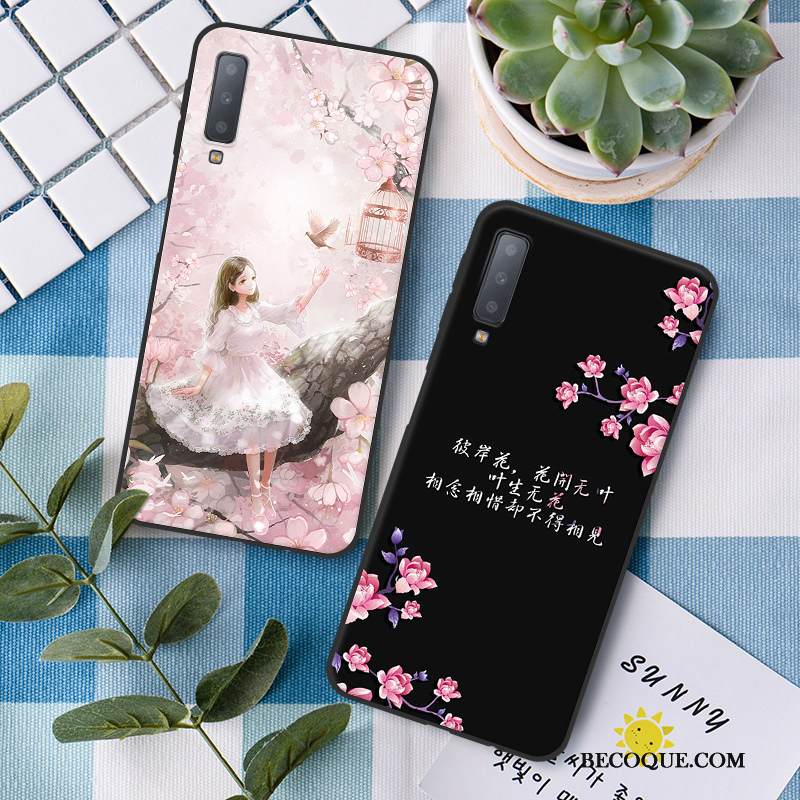 Kuori Samsung Galaxy A7 2018 Laukut Murtumaton Pesty Suede, Kotelo Samsung Galaxy A7 2018 Sarjakuva Jauhe Puhelimen Kuoret