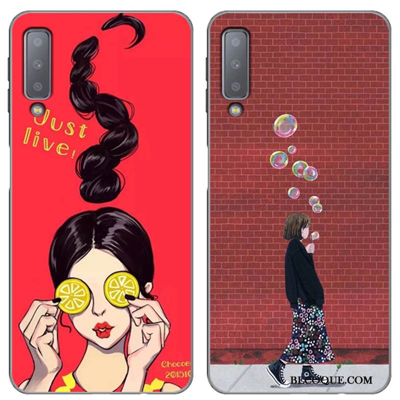 Kuori Samsung Galaxy A7 2018 Suojaus Murtumaton Persoonallisuus, Kotelo Samsung Galaxy A7 2018 Laukut Puhelimen Kuoret Punainen