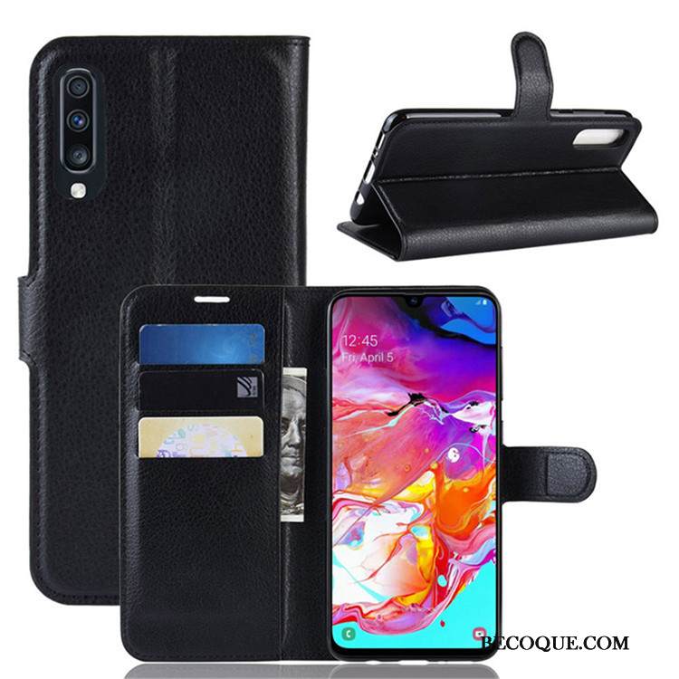 Kuori Samsung Galaxy A70 Kuoret Trendi Musta, Kotelo Samsung Galaxy A70 Nahka