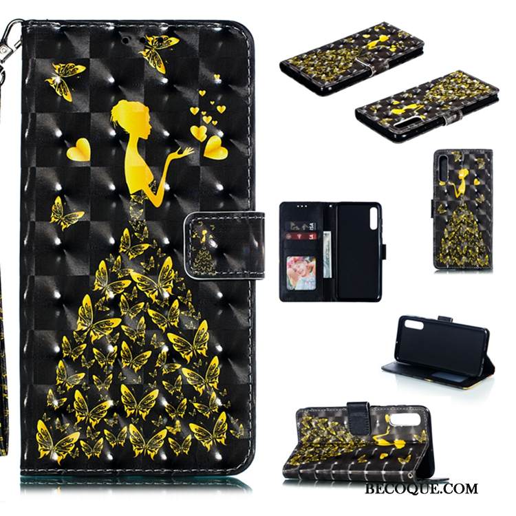 Kuori Samsung Galaxy A70 Silikoni Musta Trendi, Kotelo Samsung Galaxy A70 Nahka Puhelimen Kuoret Murtumaton