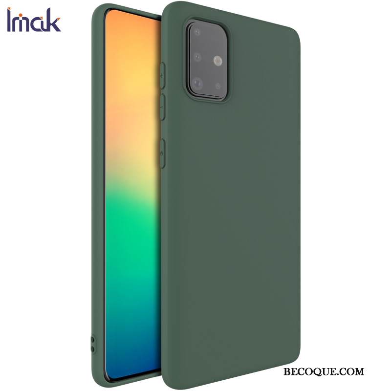 Kuori Samsung Galaxy A71 Pehmeä Neste Murtumaton Pesty Suede, Kotelo Samsung Galaxy A71 Laukut Vihreä Uusi