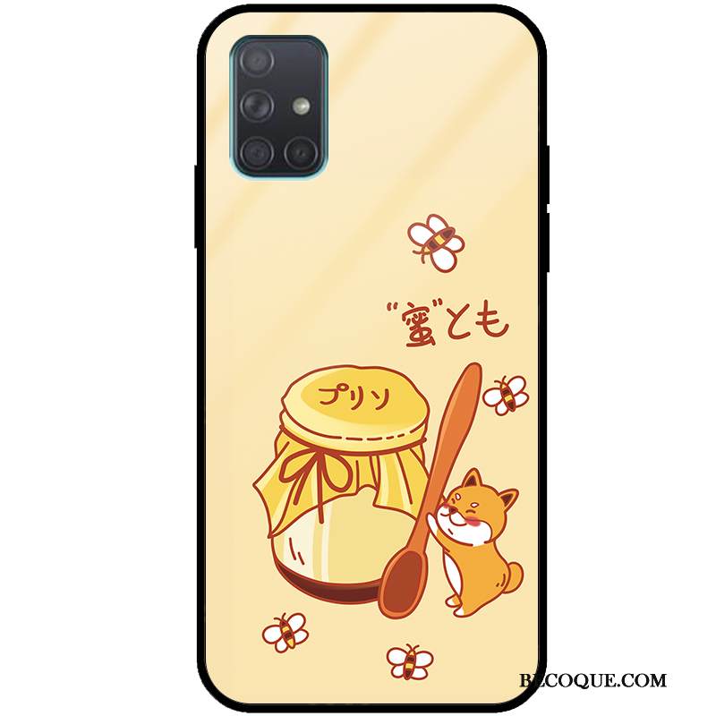 Kuori Samsung Galaxy A71 Silikoni Lasi Alkuperäinen, Kotelo Samsung Galaxy A71 Laukut Keltainen Pieni