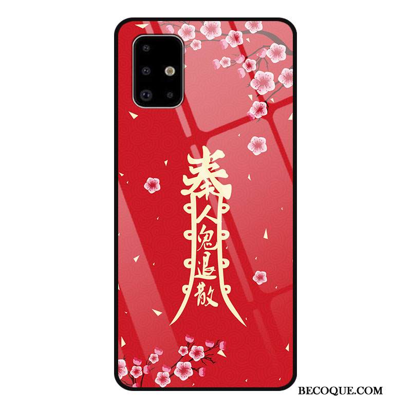 Kuori Samsung Galaxy A71 Suojaus Lasi Punainen, Kotelo Samsung Galaxy A71 Laukut Persoonallisuus Puhelimen Kuoret