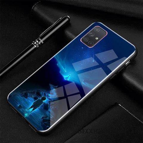 Kuori Samsung Galaxy A71 Suojaus Sininen Persoonallisuus, Kotelo Samsung Galaxy A71 Sarjakuva Trendi Lasi