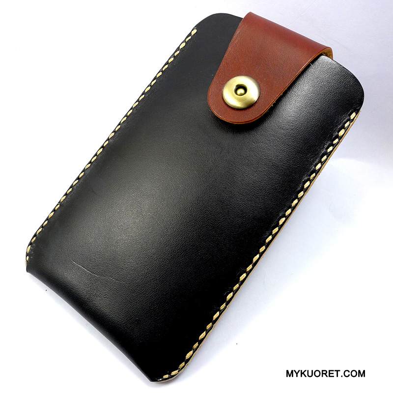 Kuori Samsung Galaxy A8 Laukut Musta Manuaalinen, Kotelo Samsung Galaxy A8 Nahka Lehmä