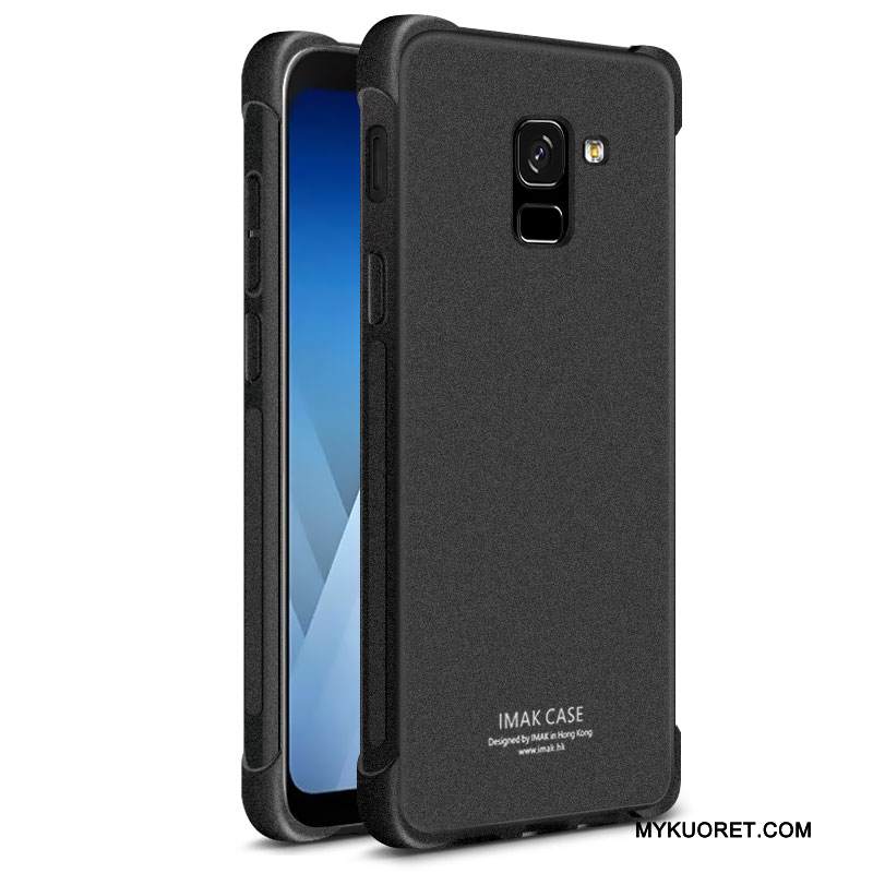 Kuori Samsung Galaxy A8+ Laukut Musta Murtumaton, Kotelo Samsung Galaxy A8+ Pehmeä Neste Puhelimen Kuoret Pesty Suede