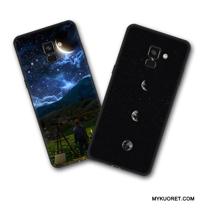 Kuori Samsung Galaxy A8+ Silikoni Persoonallisuus Musta, Kotelo Samsung Galaxy A8+ Suojaus Puhelimen Kuoret Murtumaton