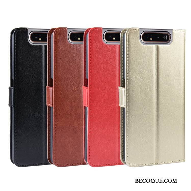 Kuori Samsung Galaxy A80 Suojaus Puhelimen Kuoret Kulta, Kotelo Samsung Galaxy A80 Nahka Kukkakuvio