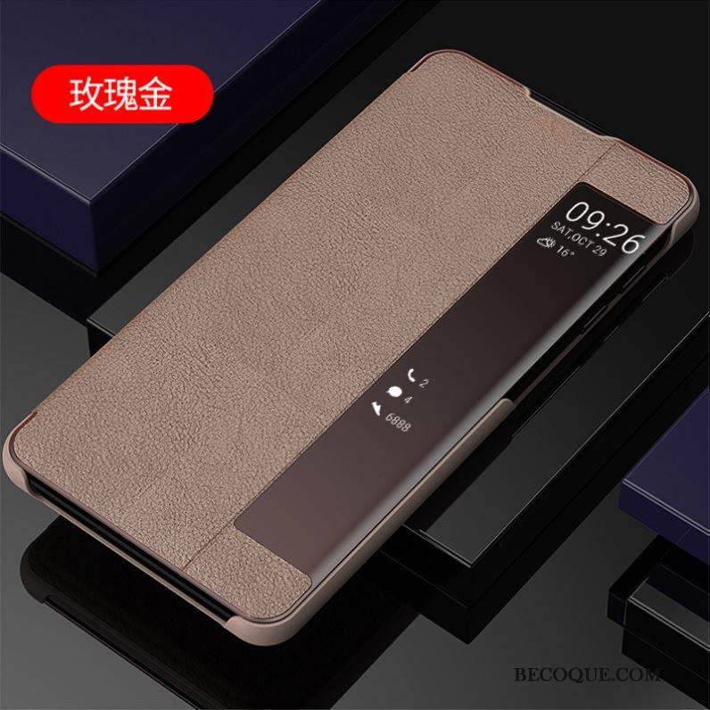 Kuori Samsung Galaxy A8s Nahka Kalvo Pinkki, Kotelo Samsung Galaxy A8s Kuoret Puhelimen Kuoret Kulta