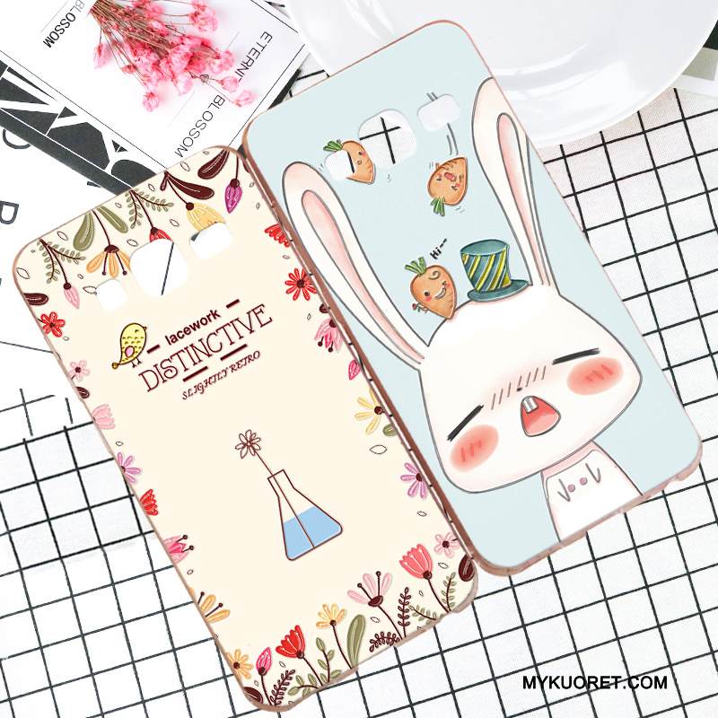 Kuori Samsung Galaxy J3 2016 Sarjakuva Valkoinen Puhelimen Kuoret, Kotelo Samsung Galaxy J3 2016 Silikoni Vaaleansininen Trendi