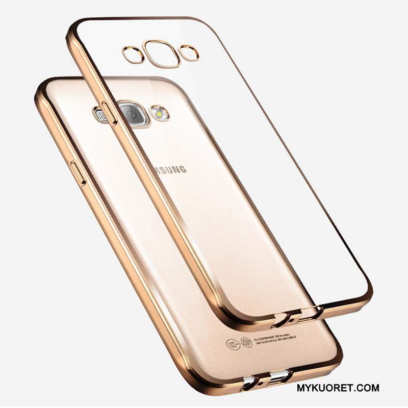 Kuori Samsung Galaxy J3 2016 Suojaus Läpinäkyvä Puhelimen Kuoret, Kotelo Samsung Galaxy J3 2016 Pehmeä Neste Kulta