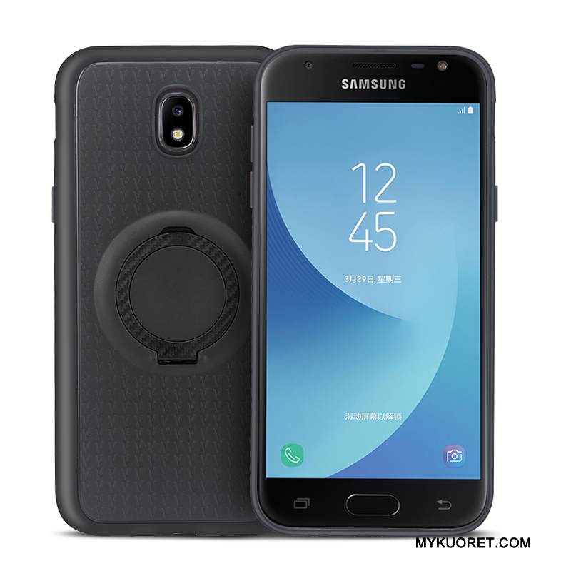 Kuori Samsung Galaxy J3 2017 Pehmeä Neste Liukumaton Magneettinen, Kotelo Samsung Galaxy J3 2017 Tuki Musta Rengas