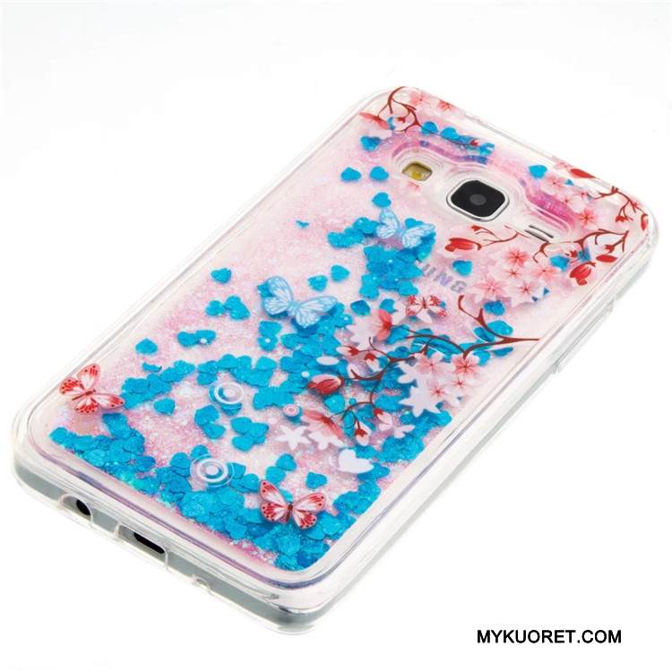 Kuori Samsung Galaxy J5 2015 Suojaus Puhelimen Kuoret Juoksuhiekka, Kotelo Samsung Galaxy J5 2015 Laukut Sininen Neste