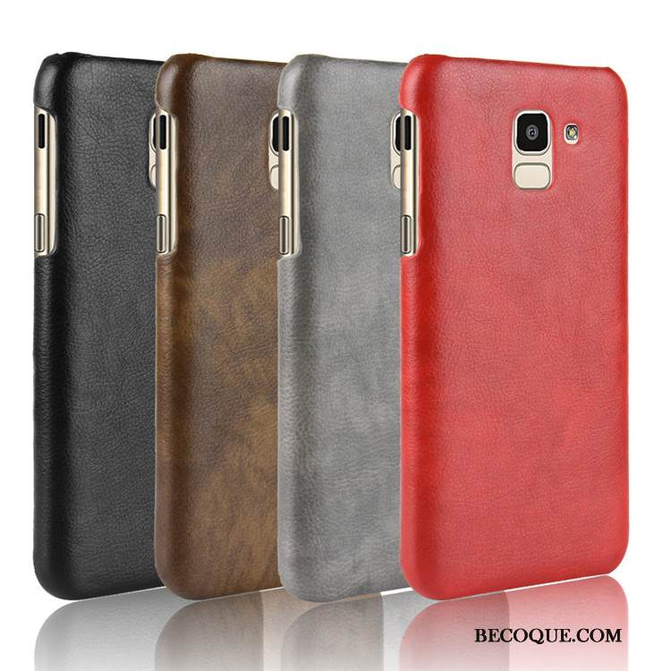 Kuori Samsung Galaxy J6 Nahka Kukkakuvio Kova, Kotelo Samsung Galaxy J6 Suojaus Puhelimen Kuoret Punainen