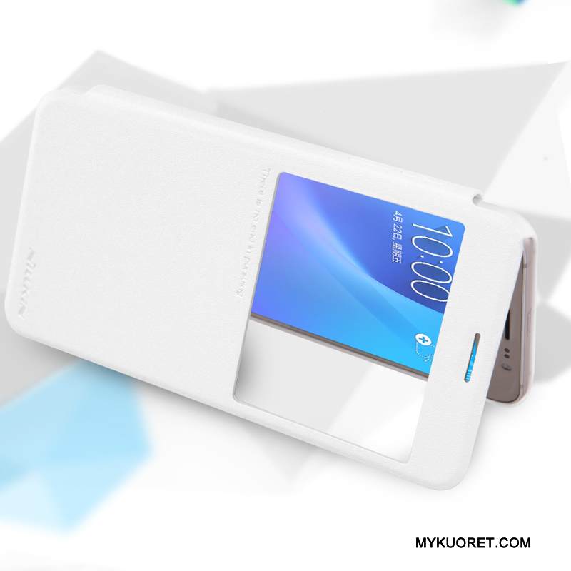 Kuori Samsung Galaxy J7 2016 Nahka Puhelimen Kuoret Valkoinen, Kotelo Samsung Galaxy J7 2016 Suojaus Kulta