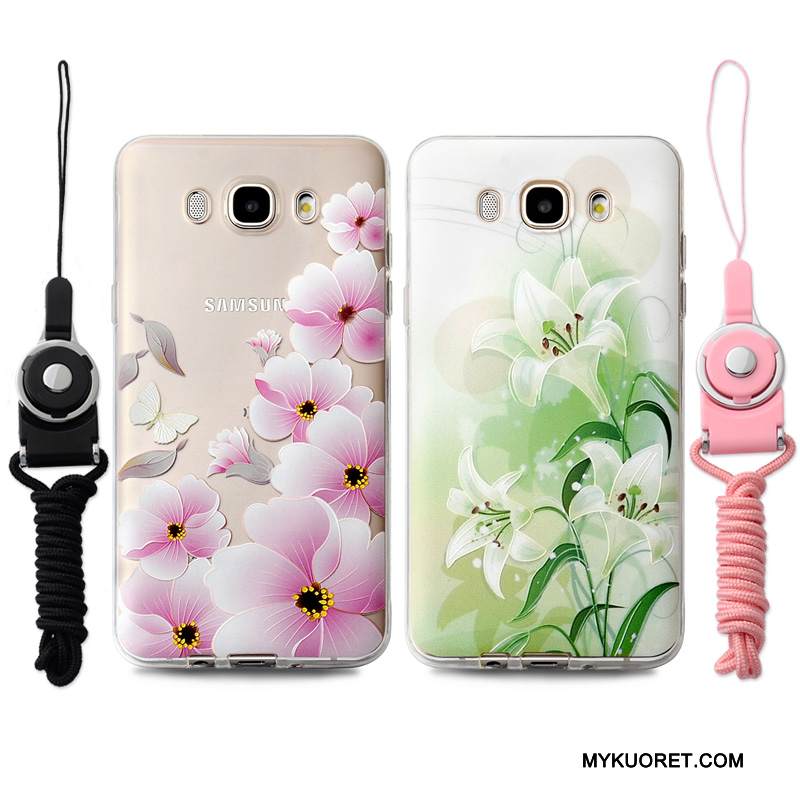 Kuori Samsung Galaxy J7 2016 Pehmeä Neste Vihreä Puhelimen Kuoret, Kotelo Samsung Galaxy J7 2016 Kohokuviointi Ripustettavat Koristeet