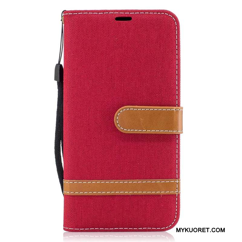 Kuori Samsung Galaxy J7 2017 Laukut Denimi Punainen, Kotelo Samsung Galaxy J7 2017 Suojaus