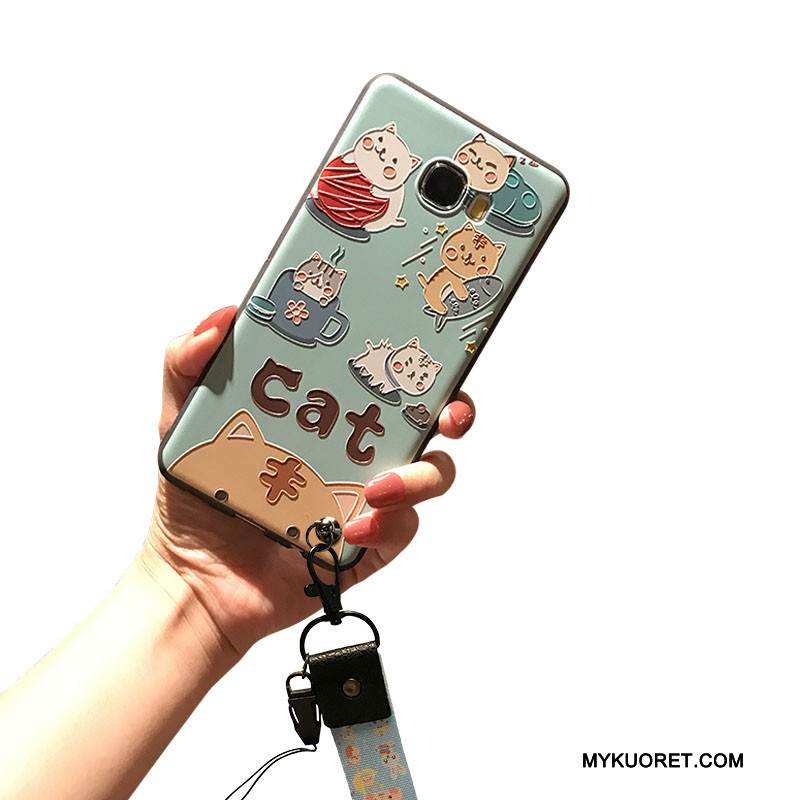 Kuori Samsung Galaxy J7 2017 Pehmeä Neste Ripustettava Kaula Ripustettavat Koristeet, Kotelo Samsung Galaxy J7 2017 Kohokuviointi Puhelimen Kuoret Sininen