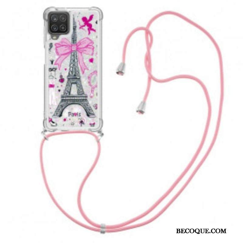 Kuori Samsung Galaxy M12 / A12 Kiristysnyörillä Cordon Eiffel Towerissa
