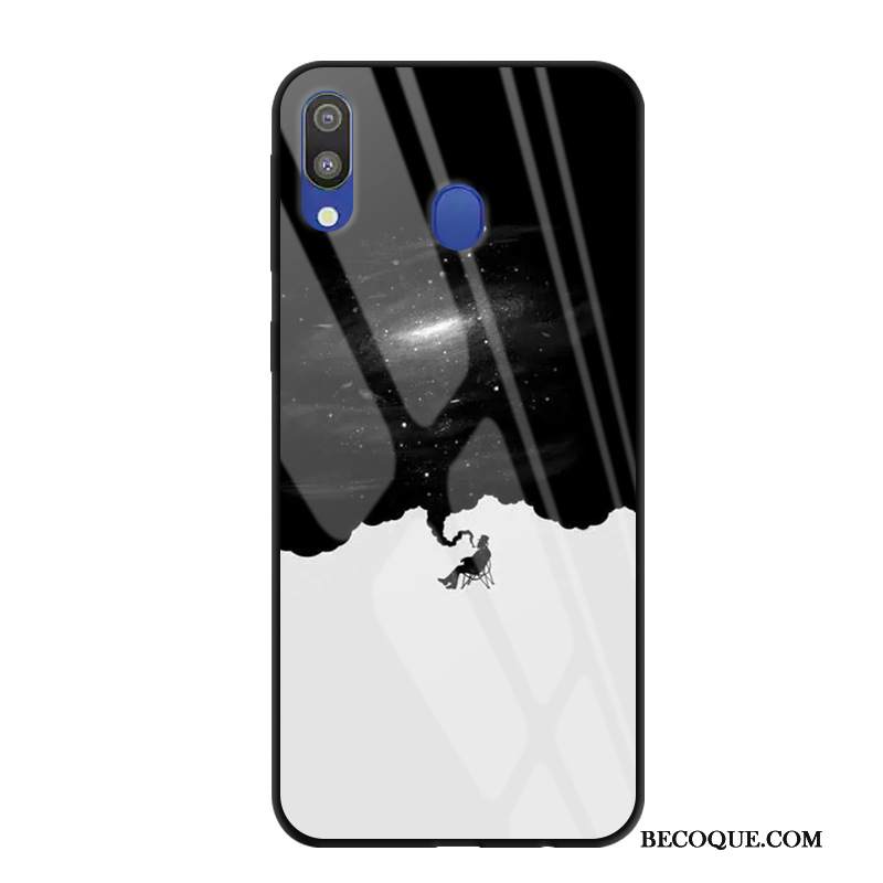 Kuori Samsung Galaxy M20 Ylellisyys Puhelimen Kuoret Tähtitaivas, Kotelo Samsung Galaxy M20 Laukut Musta Kukkakuvio