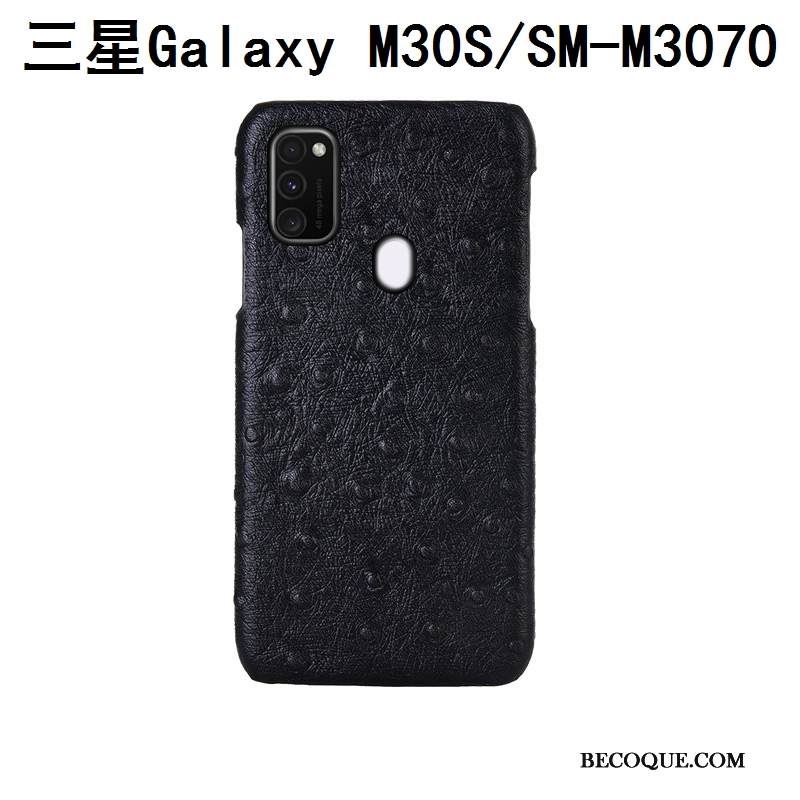 Kuori Samsung Galaxy M30s Nahka Muokata Musta, Kotelo Samsung Galaxy M30s Suojaus Takakansi Kukkakuvio