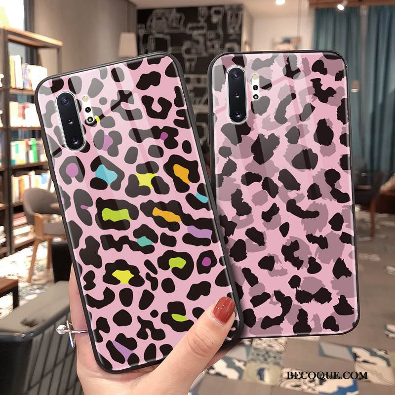 Kuori Samsung Galaxy Note 10+ Laukut Lasi Tide-brändi, Kotelo Samsung Galaxy Note 10+ Jauhe Leopardi