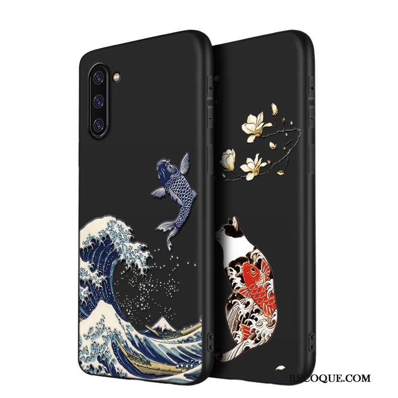 Kuori Samsung Galaxy Note 10 Luova Kiinalainen Tyyli Uusi, Kotelo Samsung Galaxy Note 10 Silikoni Pesty Suede Musta