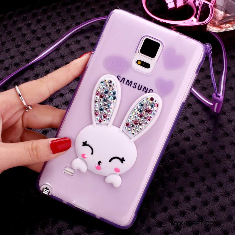 Kuori Samsung Galaxy Note 4 Silikoni Pompon Violetti, Kotelo Samsung Galaxy Note 4 Strassi Kani Puhelimen Kuoret