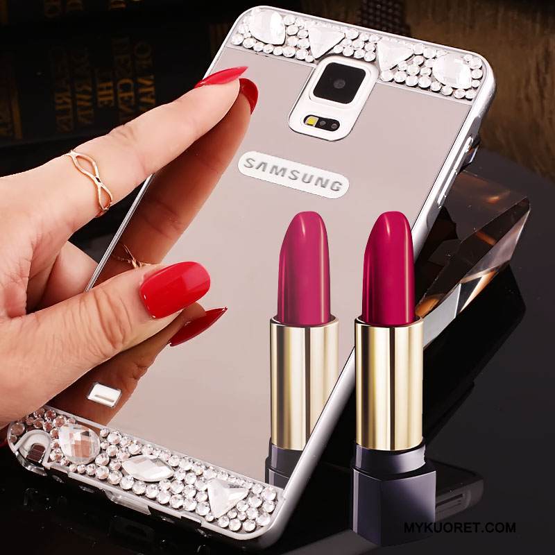 Kuori Samsung Galaxy Note 4 Strassi Uusi Trendi, Kotelo Samsung Galaxy Note 4 Metalli Peili Hopea