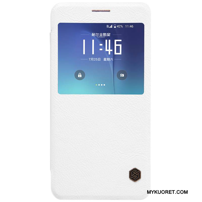 Kuori Samsung Galaxy Note 5 Nahka Valkoinen Kulta, Kotelo Samsung Galaxy Note 5 Suojaus Puhelimen Kuoret