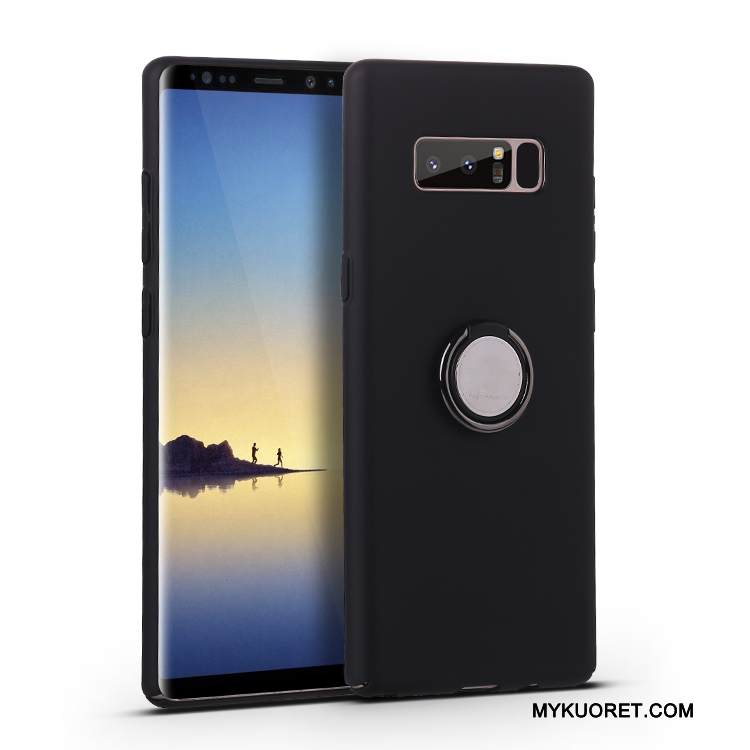 Kuori Samsung Galaxy Note 8 Laukut Murtumaton Pesty Suede, Kotelo Samsung Galaxy Note 8 Suojaus Musta Trendi
