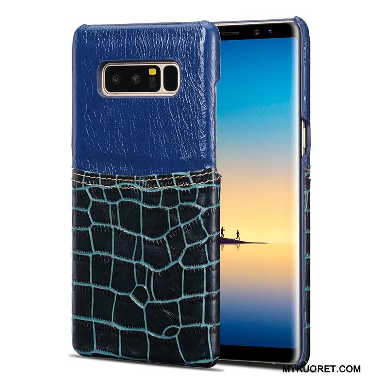 Kuori Samsung Galaxy Note 8 Laukut Murtumaton Puhelimen Kuoret, Kotelo Samsung Galaxy Note 8 Nahka Tummansininen