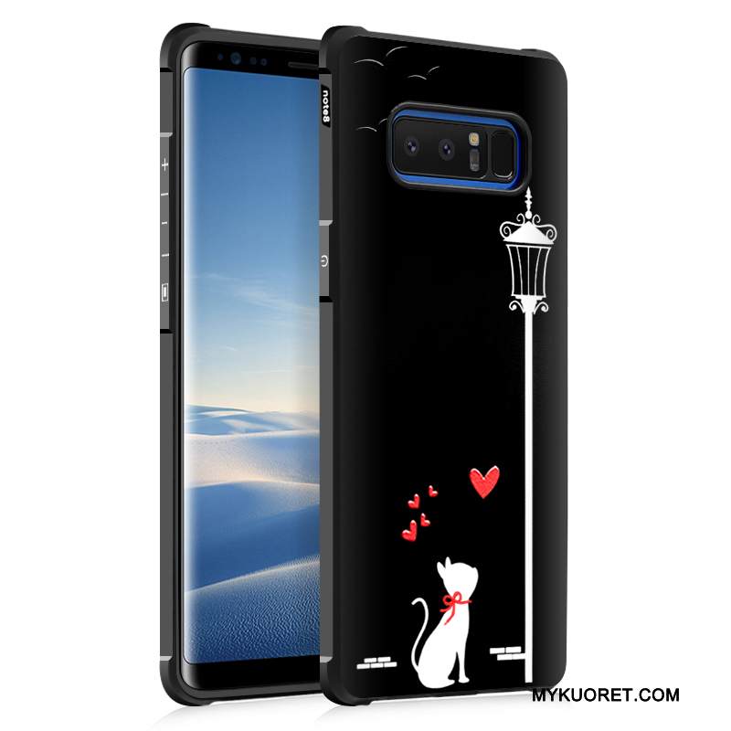 Kuori Samsung Galaxy Note 8 Luova Musta Pesty Suede, Kotelo Samsung Galaxy Note 8 Pehmeä Neste Trendi Persoonallisuus