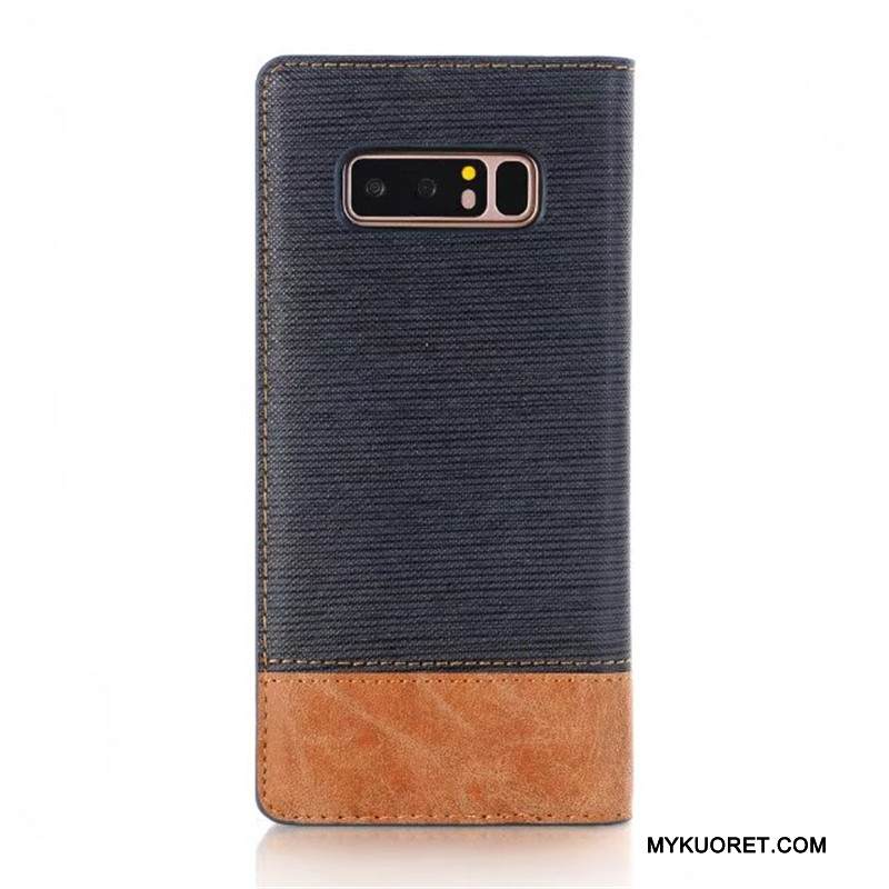 Kuori Samsung Galaxy Note 8 Nahka Tummansininen, Kotelo Samsung Galaxy Note 8 Suojaus