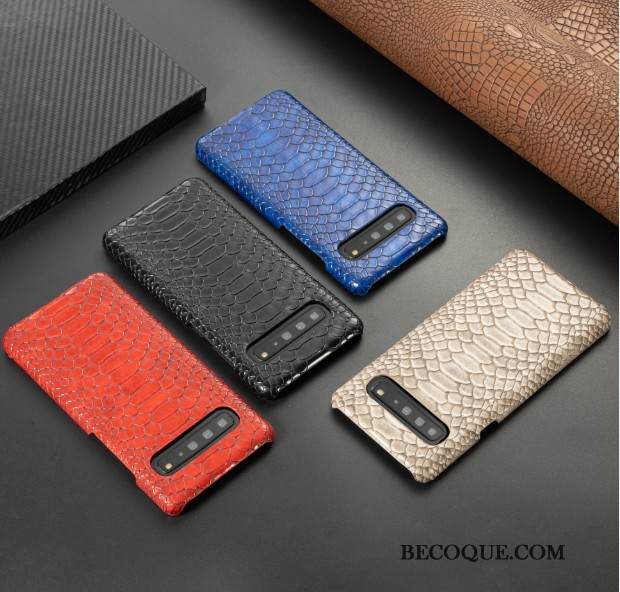 Kuori Samsung Galaxy S10 5g Nahka Sininen Liiketoiminta, Kotelo Samsung Galaxy S10 5g Suojaus Puhelimen Kuoret