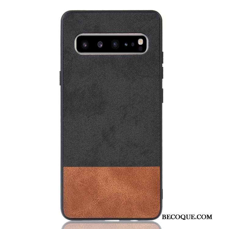 Kuori Samsung Galaxy S10 5g Nahka Värisävyt Puhelimen Kuoret, Kotelo Samsung Galaxy S10 5g Suojaus Musta Cowboy