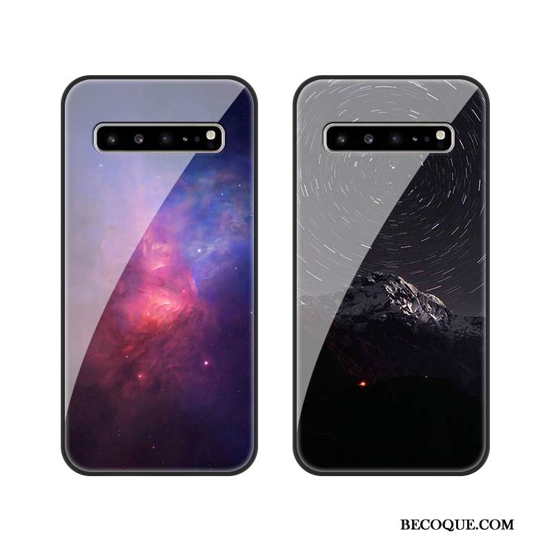 Kuori Samsung Galaxy S10 5g Suojaus Tummansininen Lasi, Kotelo Samsung Galaxy S10 5g Laukut Tähtitaivas Persoonallisuus
