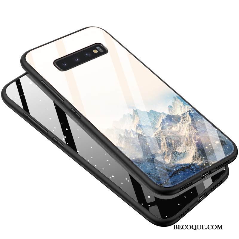 Kuori Samsung Galaxy S10+ Laukut Lasi Persoonallisuus, Kotelo Samsung Galaxy S10+ Silikoni Puhelimen Kuoret Sininen