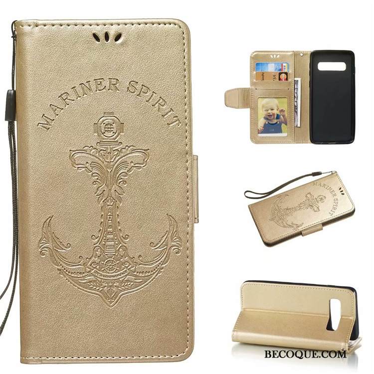 Kuori Samsung Galaxy S10+ Nahka Kulta Puhelimen Kuoret, Kotelo Samsung Galaxy S10+ Suojaus Merenneito Murtumaton