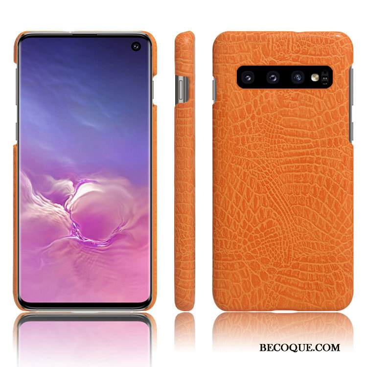 Kuori Samsung Galaxy S10+ Nahka Murtumaton Keltainen, Kotelo Samsung Galaxy S10+ Suojaus Uusi Puhelimen Kuoret
