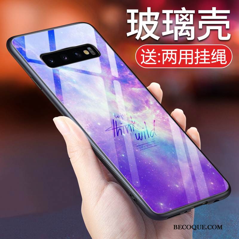 Kuori Samsung Galaxy S10 Silikoni Lasi Tide-brändi, Kotelo Samsung Galaxy S10 Tila Karkaisu Violetti